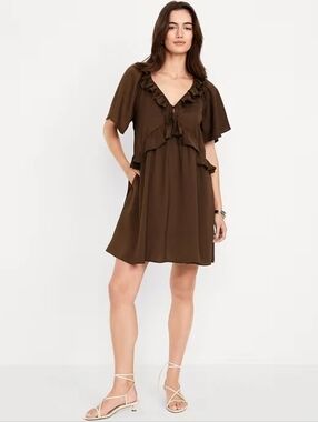 Old Navy Brown Ruffle Dress Size XL